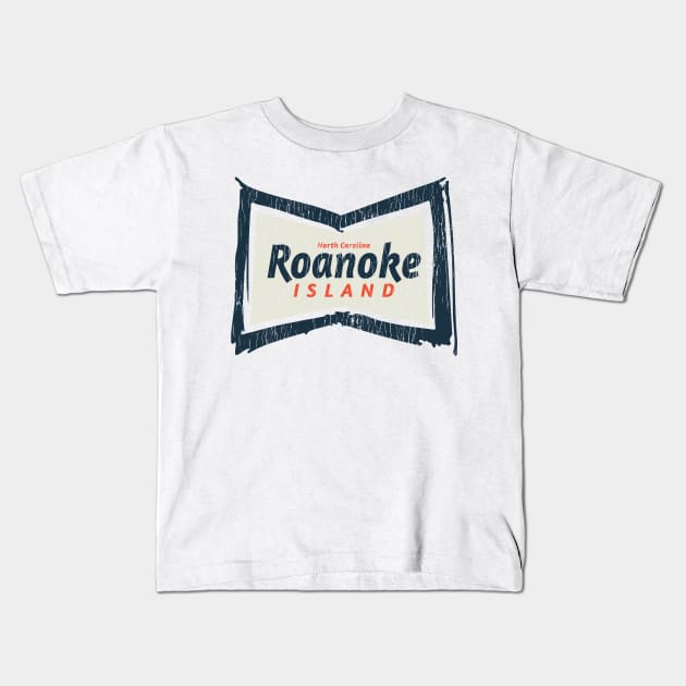 Roanoke Island, NC Summertime Vacationing Bowtie Sign Kids T-Shirt by Contentarama